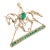 14k Yellow Gold Emerald and Diamond Studded Horse Rider Brooch For Sale