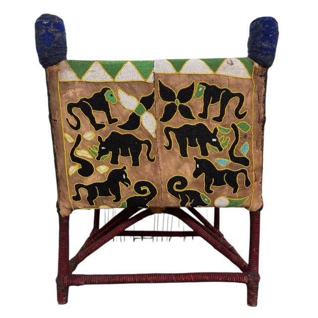 Mid 20th Century West African Beaded Armchair: A Yoruba Royal Seat For Sale - Image 4 of 15