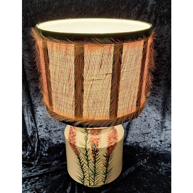 Vintage Table Lamp with a Floral Painted Ceramic Base and Fabric Shade from Lamplove, 1970s For Sale - Image 3 of 10