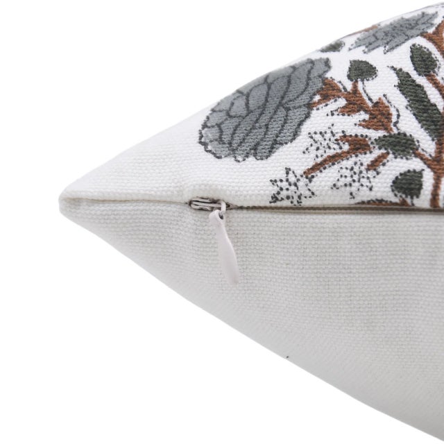 Art Deco Fabdivine Artisan Block Print Throw Pillow Cover 24x24 Inch Thick Cotton White-Swadesh For Sale - Image 3 of 4