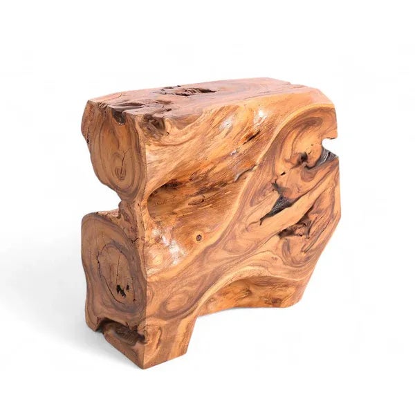 Contemporary Natural Sculptured Block Console Table, 31" Inch Long For Sale - Image 3 of 9