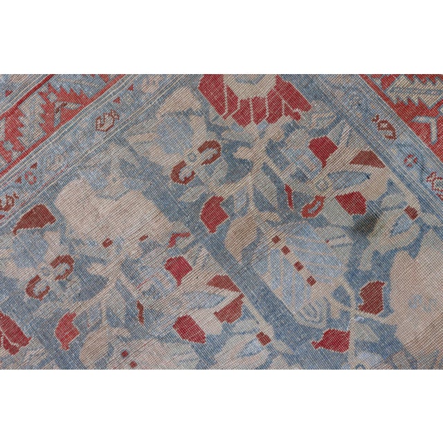 Antique Persian Hamedan Runner With Geometric in Light Blue & Raspberry Red 3'10 X 12' For Sale - Image 13 of 13