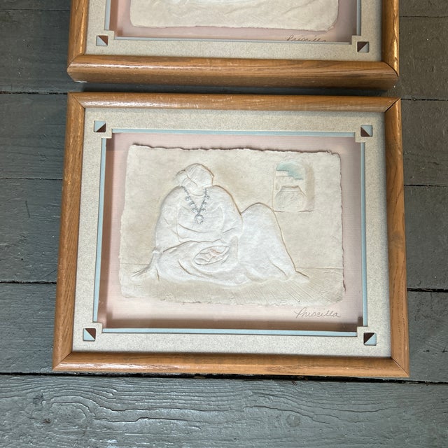 Set of two after Gorman style Navajo women embossed lithographs. Each measure approximately 11x9. Check out my shop Robins...