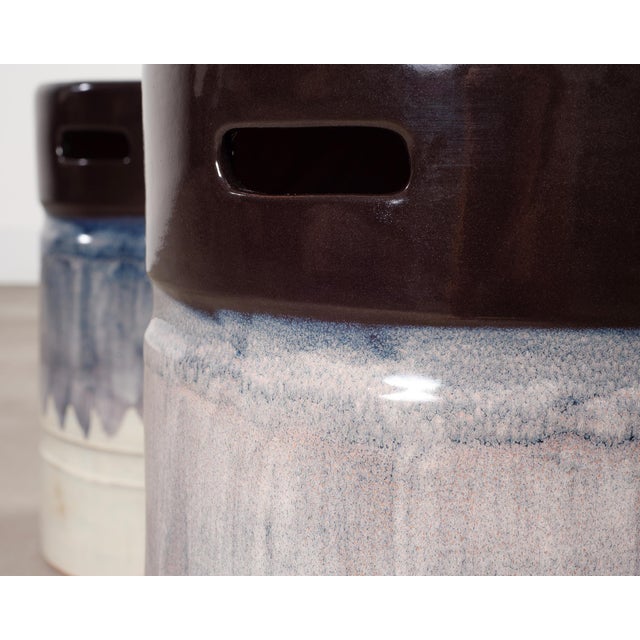 Set of Nine Glazed Terra Cotta Ceramic Stools or Drink Tables For Sale - Image 10 of 18