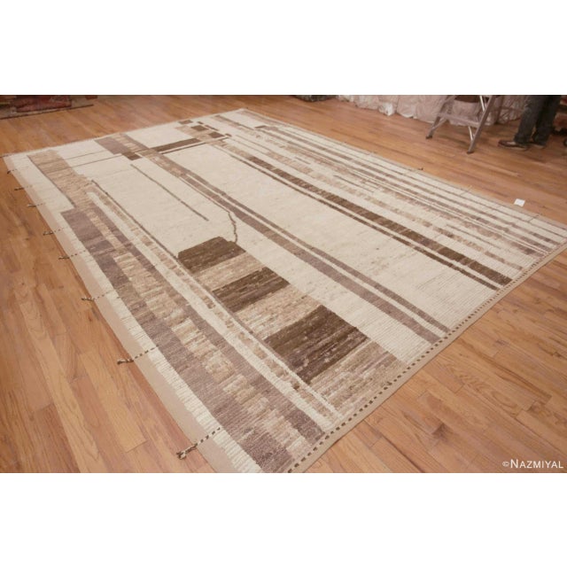 Charming Warm Cozy Modern Neutral Tribal Contemporary Large Area Rug, Country of origin: Central Asia, Circa date: Modern...