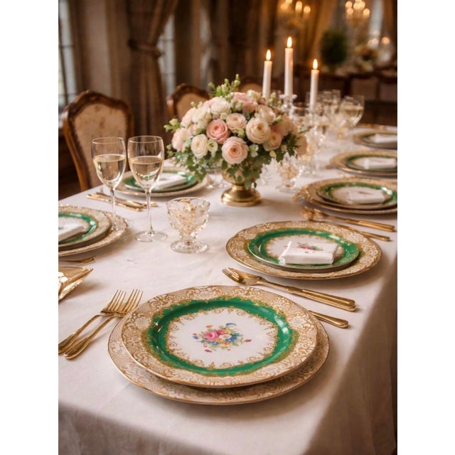 Rare 12 Antique Crown Staffordshire Dinner Plates | Fine Porcelain For Sale - Image 9 of 10