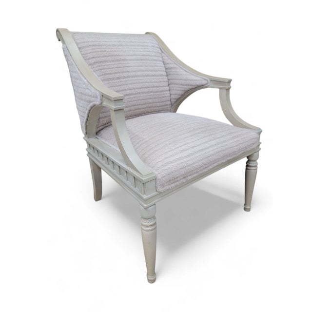 Gray Vintage Gustavian Style Chairs by Walter E. Smithe Newly Reupholstered in Grey Patterned Alpaca Cashmere - Pair For Sale - Image 8 of 12