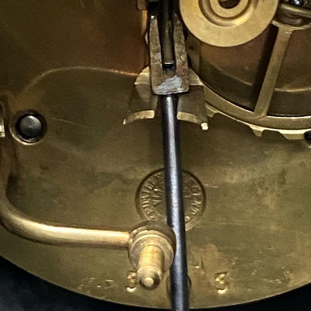 19th Century French Baillon St. Quentin Vincenti Spelter and Onyx Mantel Clock After Emile Laporte For Sale In Denver - Image 6 of 11