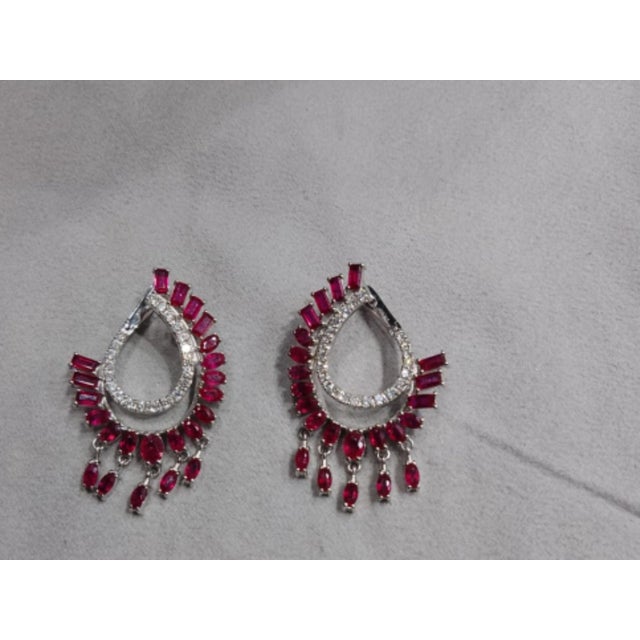 Modern Natural 18k Gold Diamond 0.82ct Ruby Stud Earrings, New For Sale - Image 3 of 8
