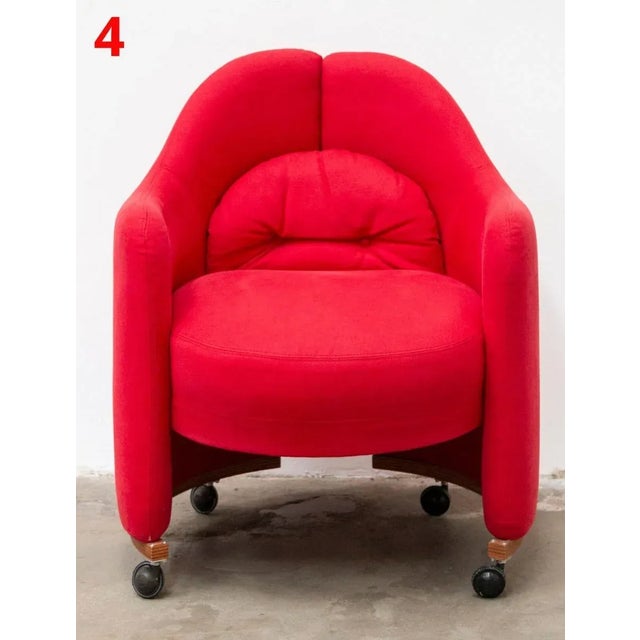 Red Chairs with Wheels, Set of 4 For Sale - Image 16 of 18