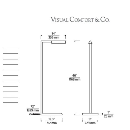Mid-Century Modern Visual Comfort Modern Dessau 46 Floor Lamp LED Nightshade Black For Sale - Image 3 of 4