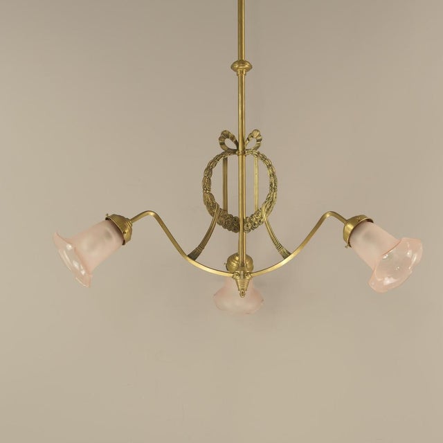 Art Nouveau Three-Arm Chandelier with Empire Motifs, France, 1910s For Sale - Image 9 of 14