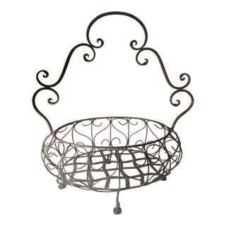 XL-Tall Metal, Footed Basket For Sale