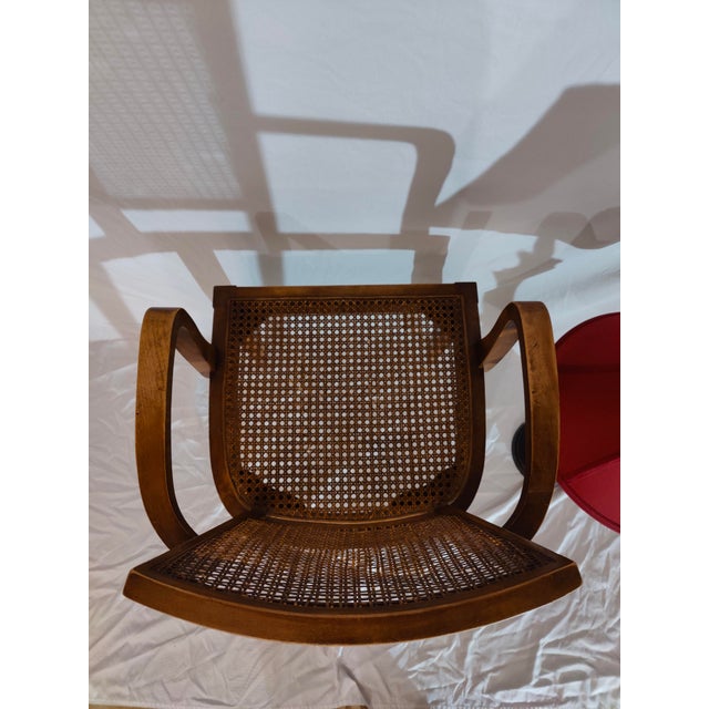 Vintage Cherry Wood and Cane Arm Chair For Sale - Image 10 of 12