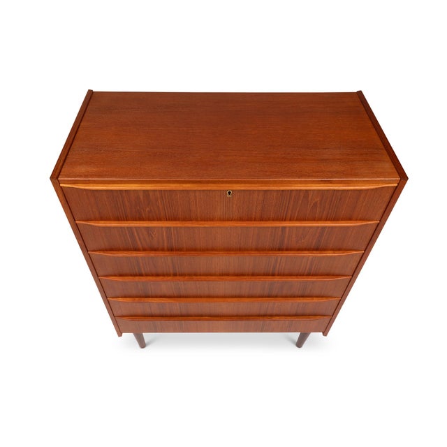 1960s Danish Mid-Century Modern Six-Drawer Teak Tallboy Dresser 1960s For Sale - Image 5 of 7