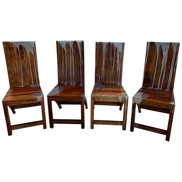 Acacia Wood Chairs - Set of 4 For Sale - Image 13 of 13