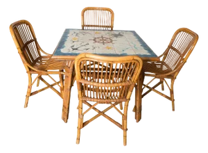 Cote D'Azur Rattan, Tile Table and Chairs - 5 Pieces