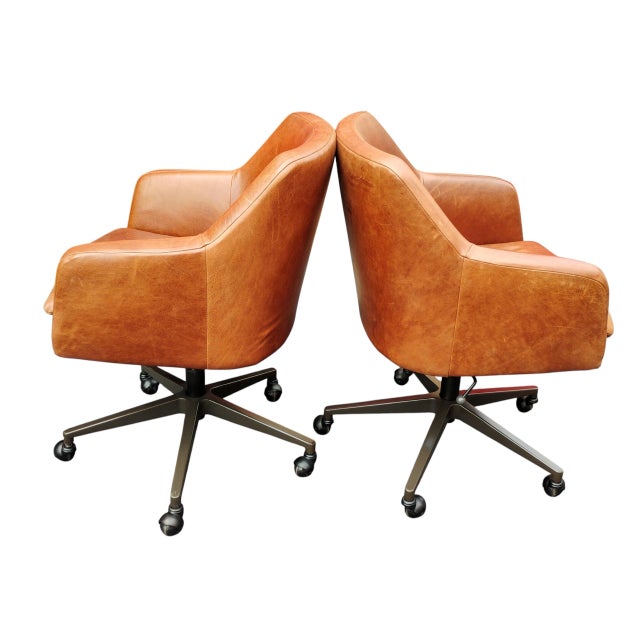 2020s Elevate Your Workspace: Set of 4 West Elm Helvetica Genuine Leather Chairs For Sale - Image 5 of 10