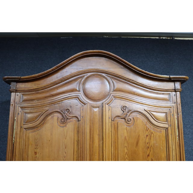 18th Century French Provincial Pine Linen Press Cabinet For Sale - Image 4 of 13