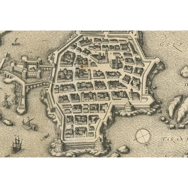 Birds-Eye View Map of Gallipoli by Mattheus Merian, 1688 For Sale - Image 6 of 9