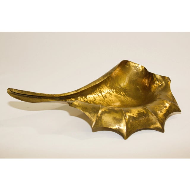 Vintage Italian decorative mid-century bowl in the shape of a large leaf or shell. Beautiful as a standalone center piece,...