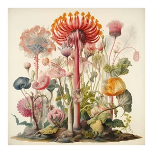 20' X 20' 'Flowers' Botanical Print, 'Hortus Floridus' Style