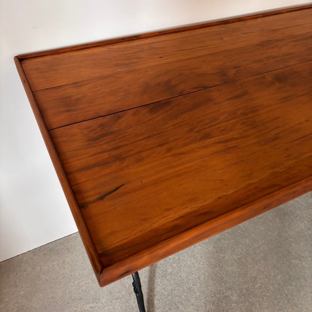 Wooden Bistro Table with Metal Legs For Sale - Image 3 of 6