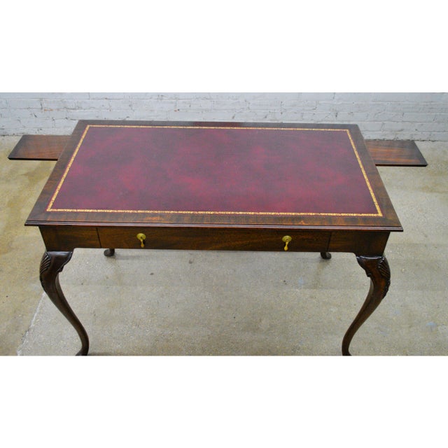 Traditional Romweber Thornhill House Collection Carleton Varney Norris Wakefield Mahogany Leather Writing Desk For Sale - Image 3 of 17