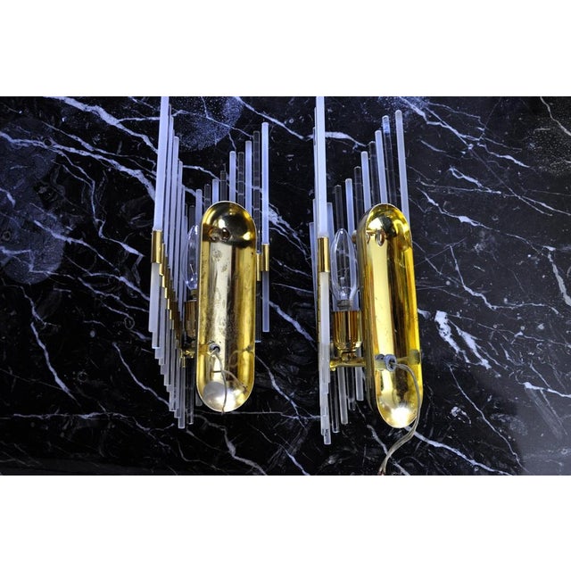 Golden Sconces in Murano Tubular Glasses from Venini, Italy, 1970s, Set of 2 For Sale - Image 6 of 7