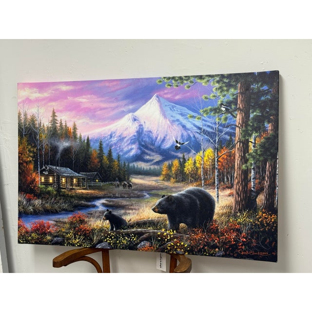 Design Plus Gallery presents a "Routine Visitors" Mountain Wildlife Landscape Canvas Artwork by Chuck Black. Dated 2017,...