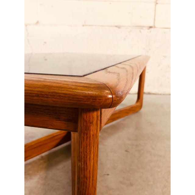 Vintage Lane Furniture Oak Wood & Smoked Glass Coffee Table Chairish