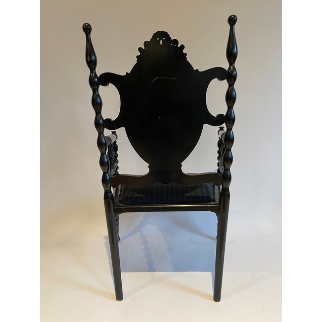 Wood Vintage Painted Black Wood Armchair For Sale - Image 7 of 9