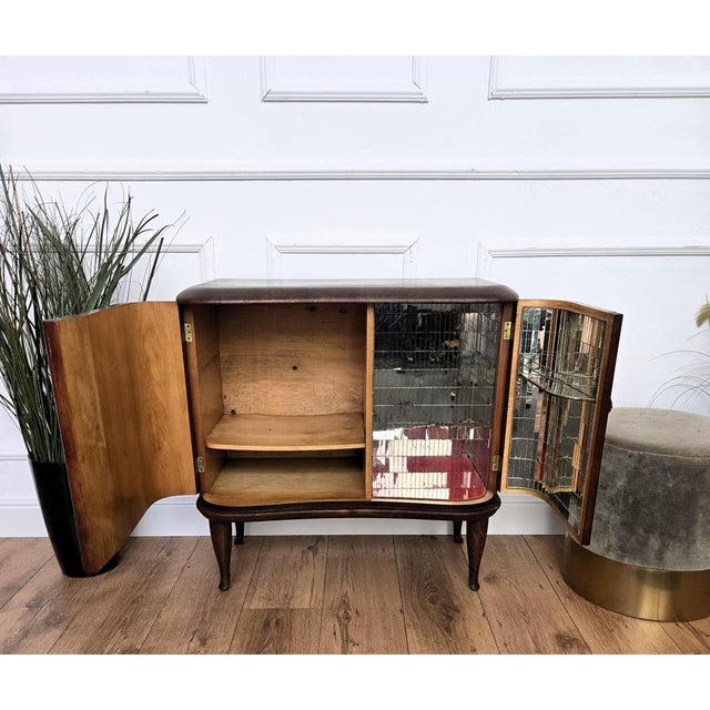 Italian Art Deco Walnut Burl and Mirror Mosaic Dry Bar Cabinet by Paolo Buffa, 1940s For Sale - Image 10 of 12