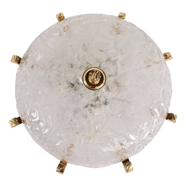 Murano and Golden Brass Ceiling Lamp, 1970s For Sale