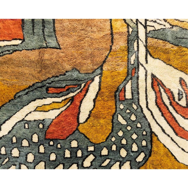 Goldenrod Abstract Hand-Knotted Wool Rug | 15'1" X 10'11" | One of a Kind Statement Rug For Sale - Image 8 of 12