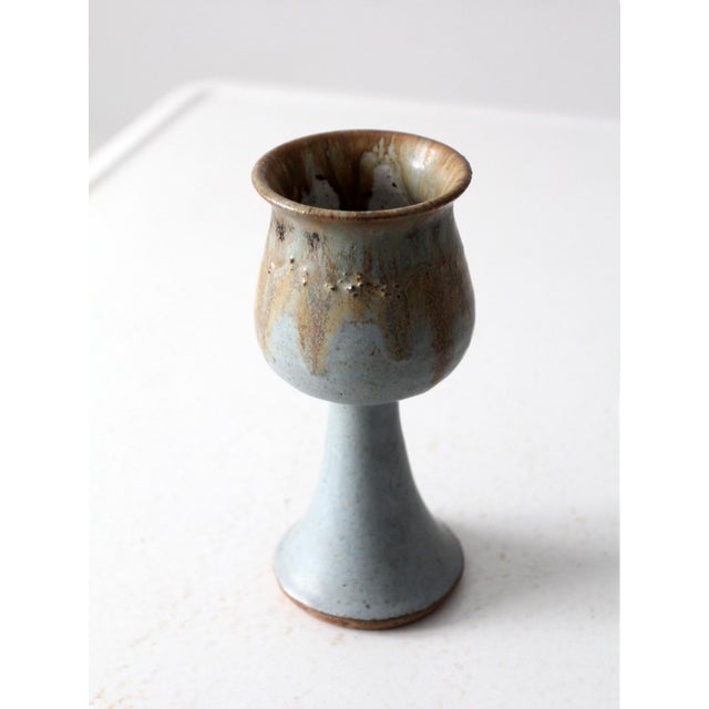 Blue Vintage Studio Pottery Chalice For Sale - Image 8 of 11