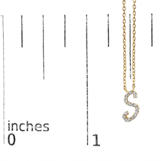 Early 21st Century 10K Yellow Gold Diamond Accent "S" Initial Script Style Pendant Necklace For Sale - Image 5 of 5