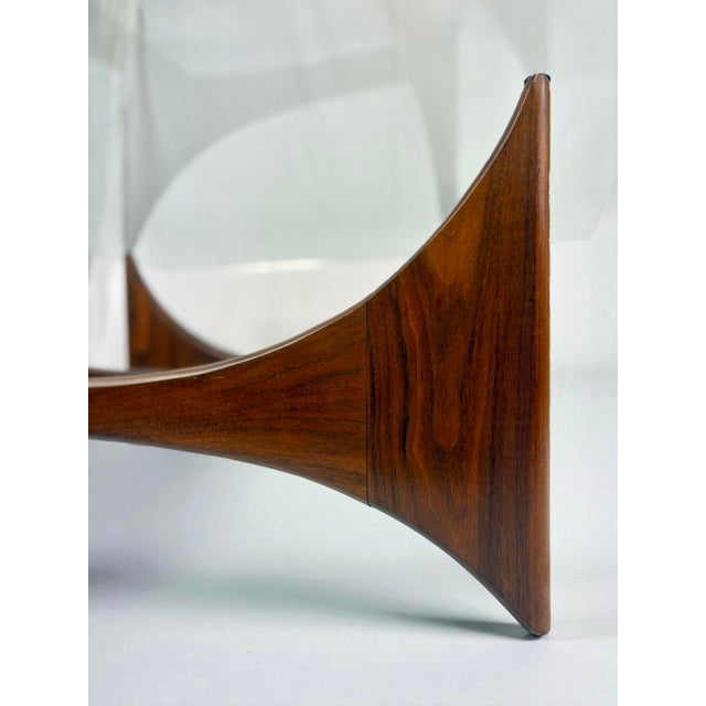 Mid-Century Modern 1960s Attributed to Adrian Pearsall Walnut Glass Coffee Table For Sale - Image 3 of 4
