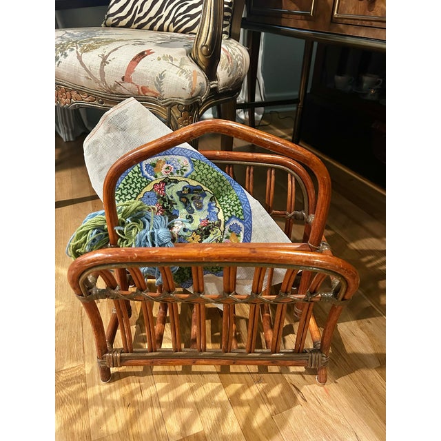 This is a wonderful vintage rattan piece in remarkable shape. The gently flared sides reveal two divided sections and each...