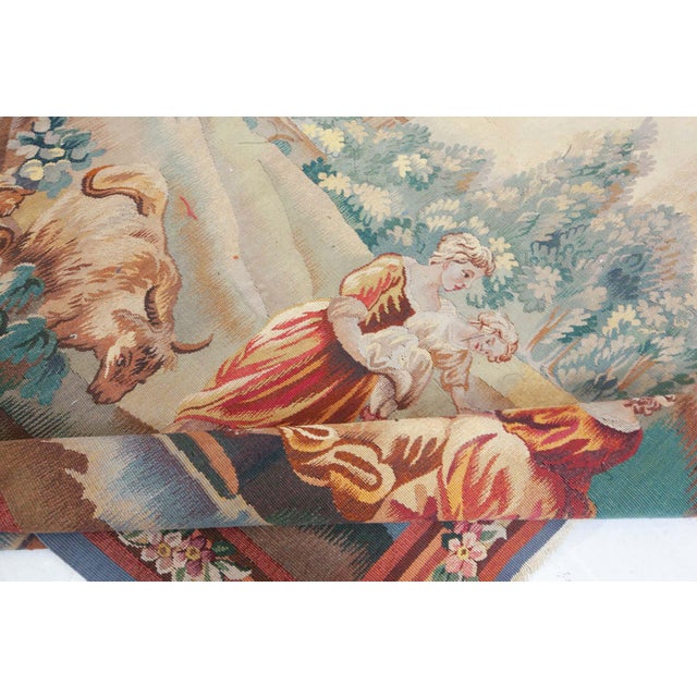 French Antique 19th Century French Needlepoint Tapestry Depicting a Bucolic Scene For Sale - Image 3 of 4