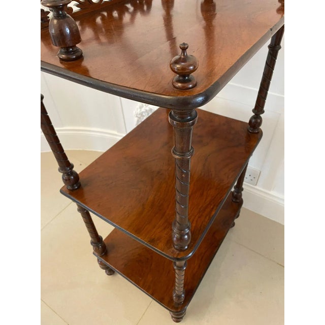 Brown Antique Victorian Burr Walnut Whatnot Shelf For Sale - Image 8 of 13