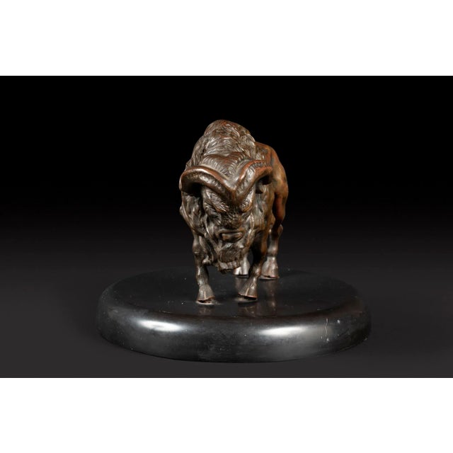 Tan Sculpture of the Marching Bison, 1800s, Bronze For Sale - Image 8 of 10