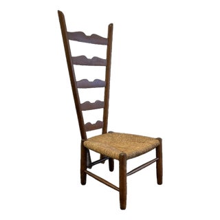 Vintage Rustic & Stylish Italian “Fireside” Ladder Back Side Chair Attributed to Gio Ponti for Casa E Giardino For Sale