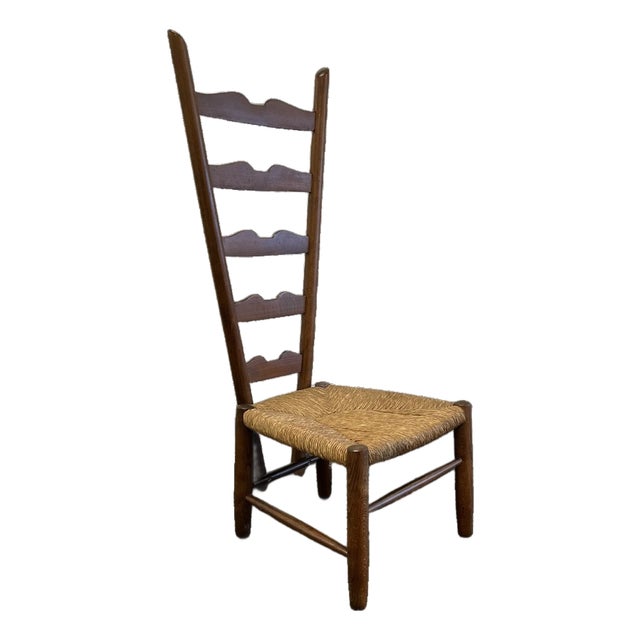 Vintage Rustic & Stylish Italian “Fireside” Ladder Back Side Chair Attributed to Gio Ponti for Casa E Giardino For Sale