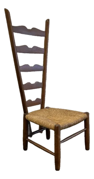Vintage Rustic & Stylish Italian “Fireside” Ladder Back Side Chair Attributed to Gio Ponti for Casa E Giardino