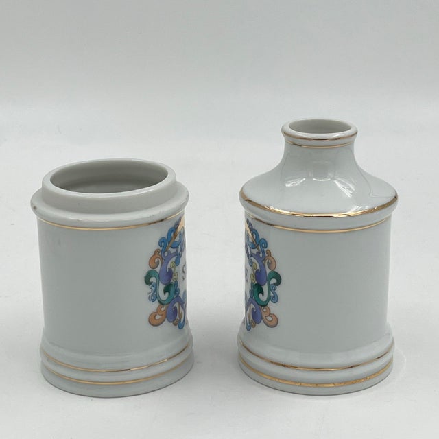 Blue Antique French Ceramic Apothecary Jars - A Pair For Sale - Image 8 of 10