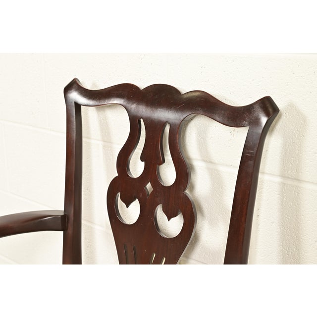 Brown Ethan Allen Georgian Carved Mahogany Armchair For Sale - Image 8 of 14