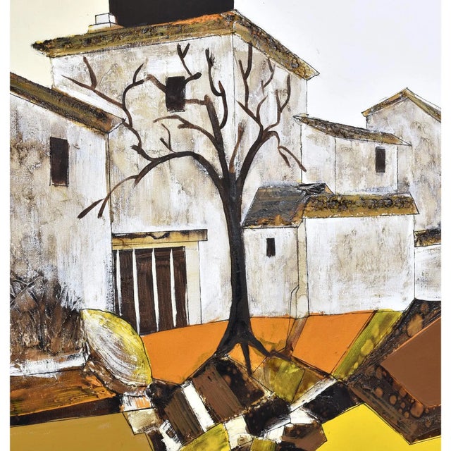 Frank Walcutt 37 Inch Square Mid-Century Modern Surreal Homestead Painting For Sale - Image 10 of 12