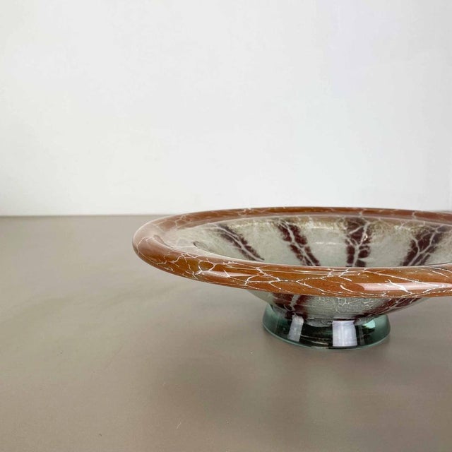 Glass Art Deco Baushaus German Glass Bowl by Karl Wiedmann for WMF Ikora, 1930s For Sale - Image 7 of 18