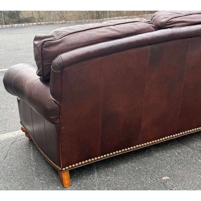 1990s Wesley Hall of Hickory Galleries Rolled Arm Leather Sofa For Sale - Image 5 of 12